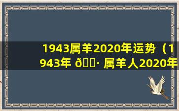 1943属羊2020年运势（1943年 🌷 属羊人2020年健 🌳 康）